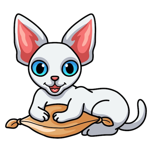 Leuke devon rex kattencartoon op het kussen