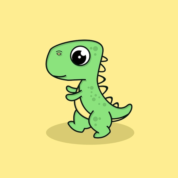 Leuke Dino Platte Cartoon Karakter Vector