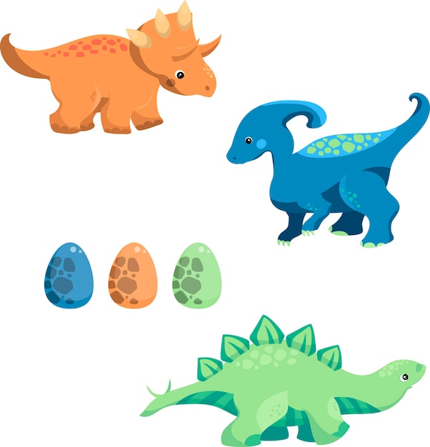 Leuke dinosaurus clipart, dinosaurus en eieren bundelpakket