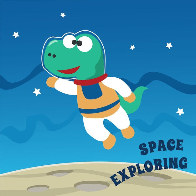 Leuke dinosaurus die de rode planeet verkent Missie om sporen van leven te zoeken Creatieve vector kinderachtige achtergrond voor stof textiel kinderkamer behang poster brochure en andere decoratie