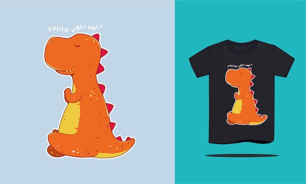 Leuke dinosaurus meditatie t-shirt ontwerp met de hand getekend