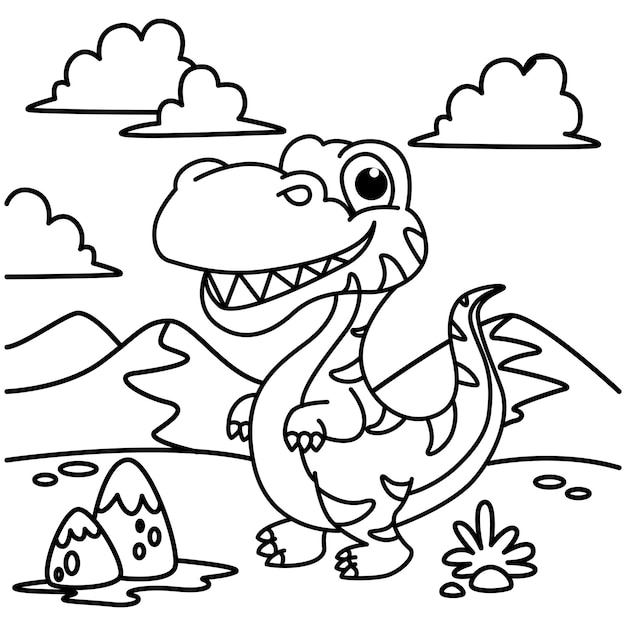 Leuke dinosaurussen stripfiguren vectorillustratie Voor kinderen kleurboek