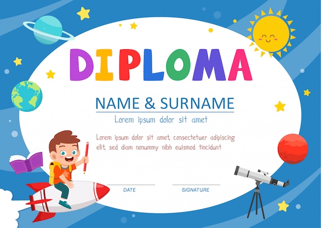 Leuke diploma certificaatsjabloon voor schoolstudent