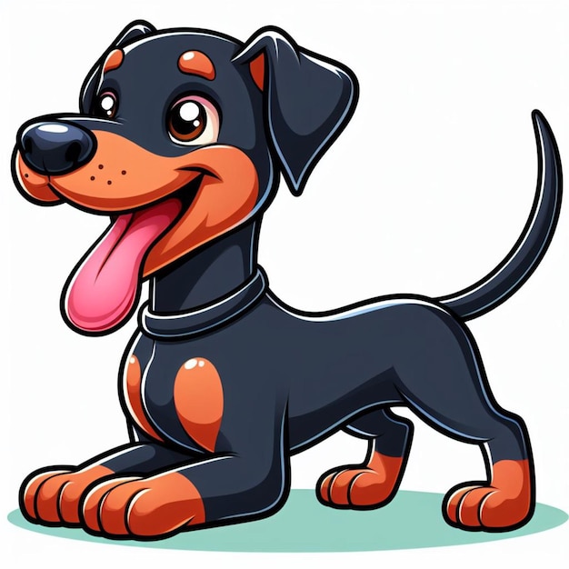 Vector leuke doberman pinscher hond cartoon vector style witte achtergrond