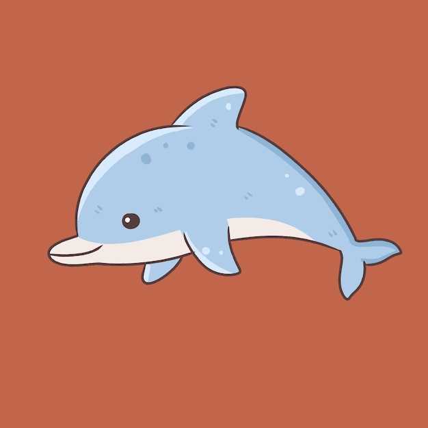 Leuke dolfijn stripfiguur zee dier onderwater illustratie en vector