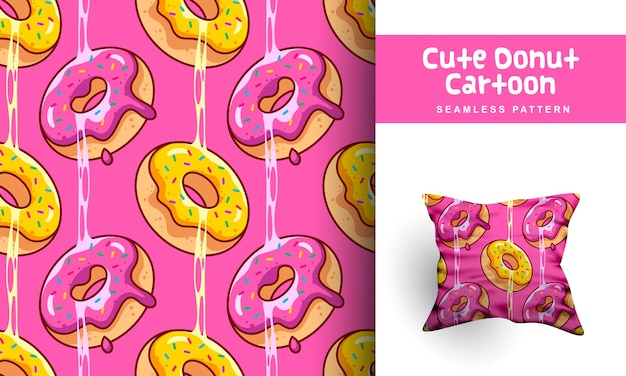 Leuke donut cartoon naadloze patroon