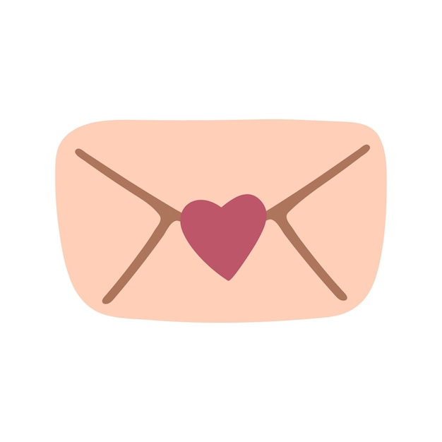 Leuke doodle liefdesbrief, envelop met hart pictogrammen. Hand getekende vectorillustratie