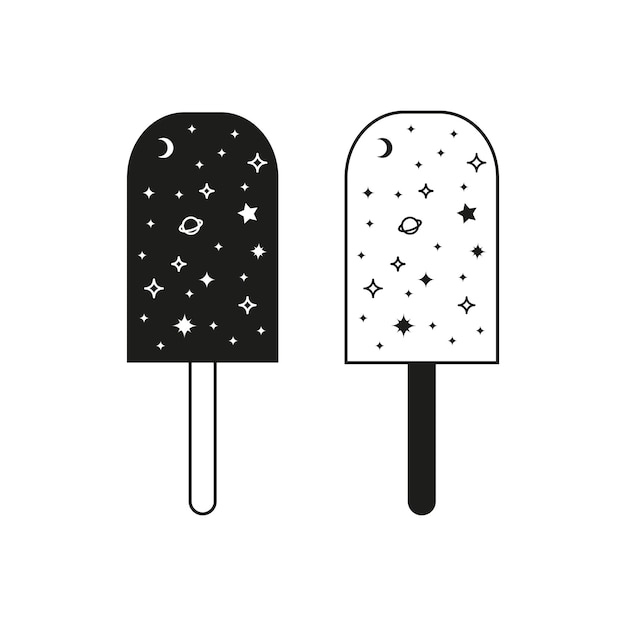 Leuke doodle schets en zwarte hemelse ijsjes