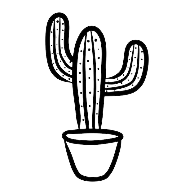 Leuke doodle stijl kawaii cactus vector geïsoleerde illustratie