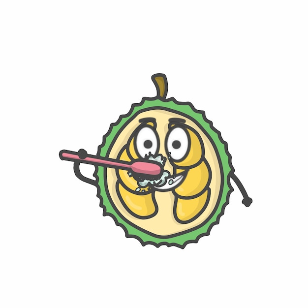 Leuke Durian Activiteit Karakter Platte Cartoon Vector Design Illustratie