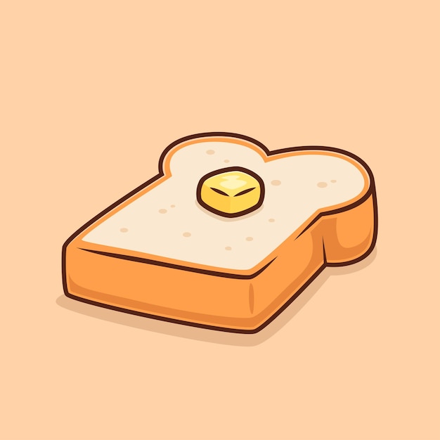 Leuke eenvoudige snee brood met boter bovenop vectorillustratie