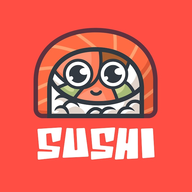 Vector leuke eenvoudige sushi-mascotte