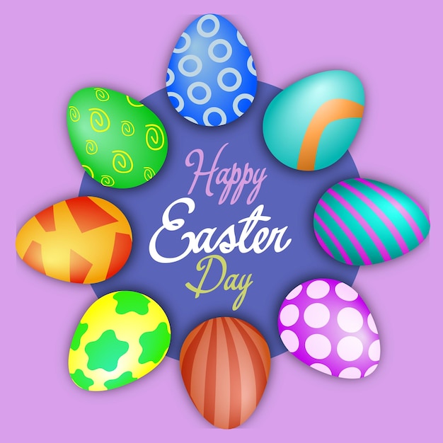 Leuke eieren van verschillende kleuren voor de gestileerde vakantie van Pasen