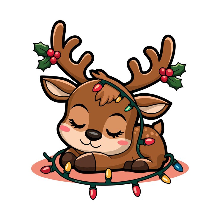 Vector leuke eland met fairy lights cartoon vector illustratie