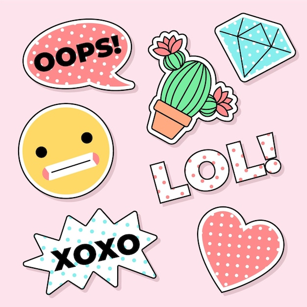 Vector leuke emoji-stickers voor sociale media