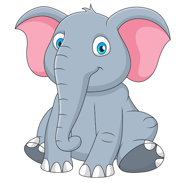 Vector leuke en aanbiddelijke het beeldverhaalillustratie van de zittende olifant