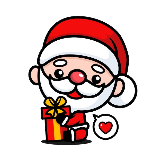 Leuke en Kawaii Kerstman Kerstman tekenfilm personage knuffelen cadeau doos