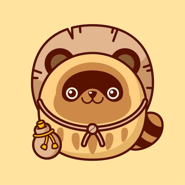 Leuke en Kawaii stijl Japanse Daruma pop Tanuki wasbeerhond