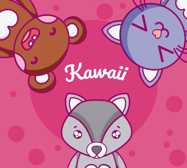 Leuke en mooie cartoons van dierenkawaii