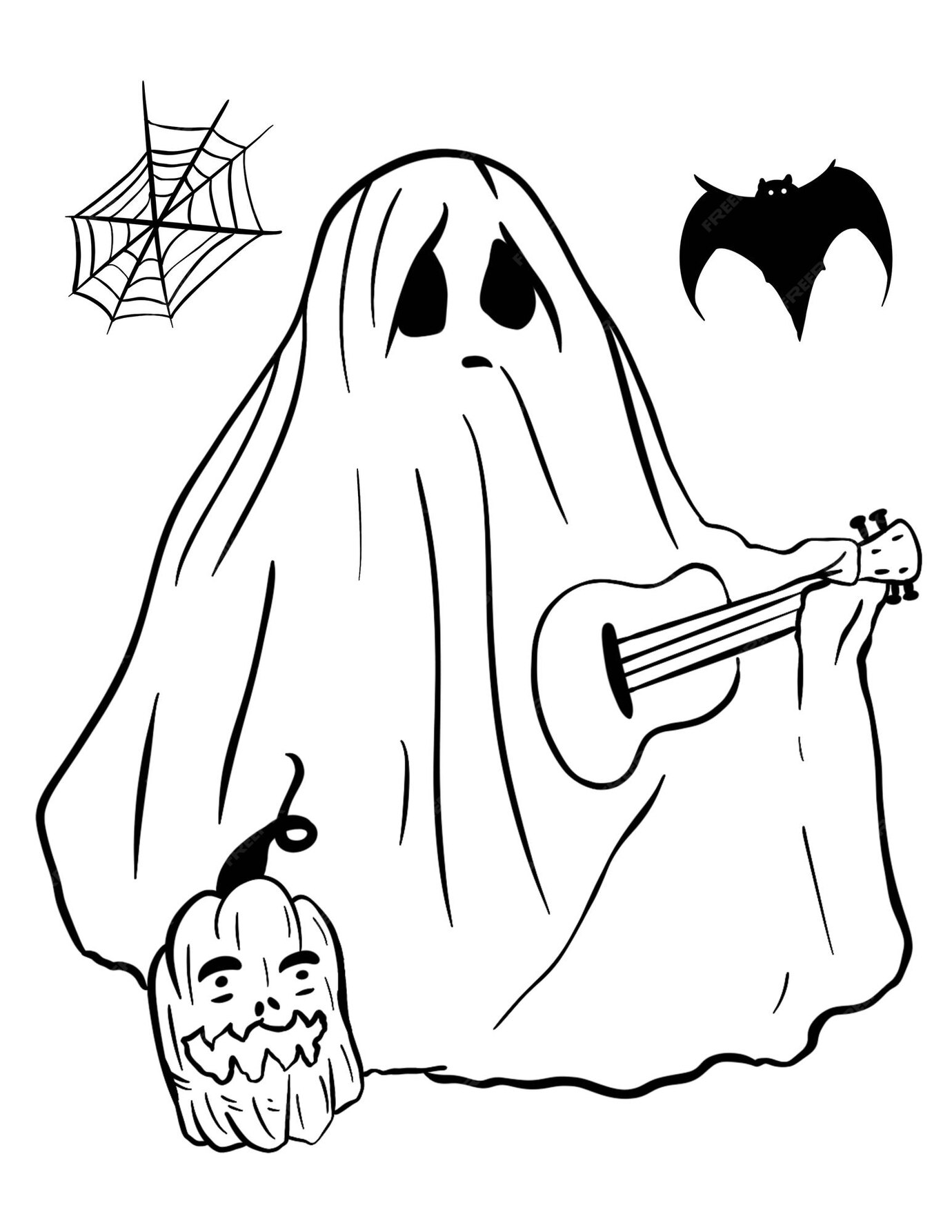 Leuke enge halloween kleurplaten coustumes Premium Vector