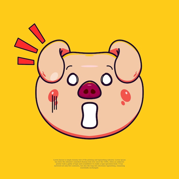 Leuke enge varken hoofd emoji illustratie emoticon platte ontwerp cartoon