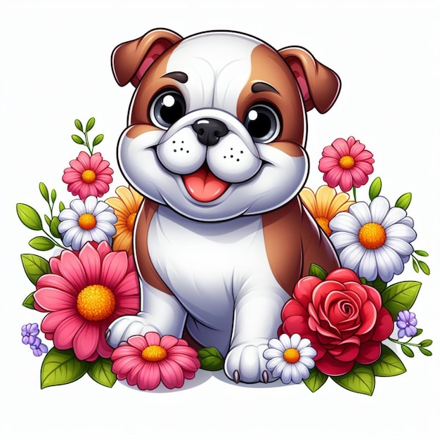 Vector leuke engelse bulldog dog vector cartoon illustratie