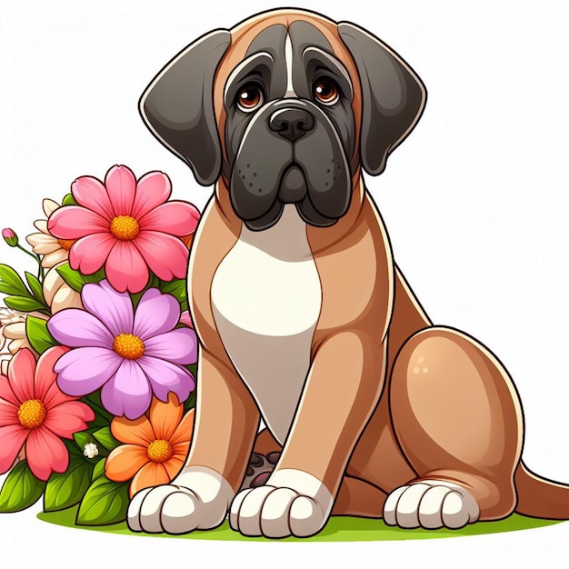 Vector leuke engelse mastiff hond cartoon vector style witte achtergrond