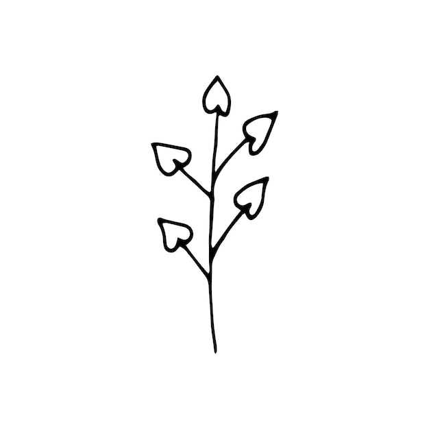 Leuke enkele hand getekende bloemenelementen. Doodle vectorillustratie voor bruiloft ontwerp, logo en wenskaart.