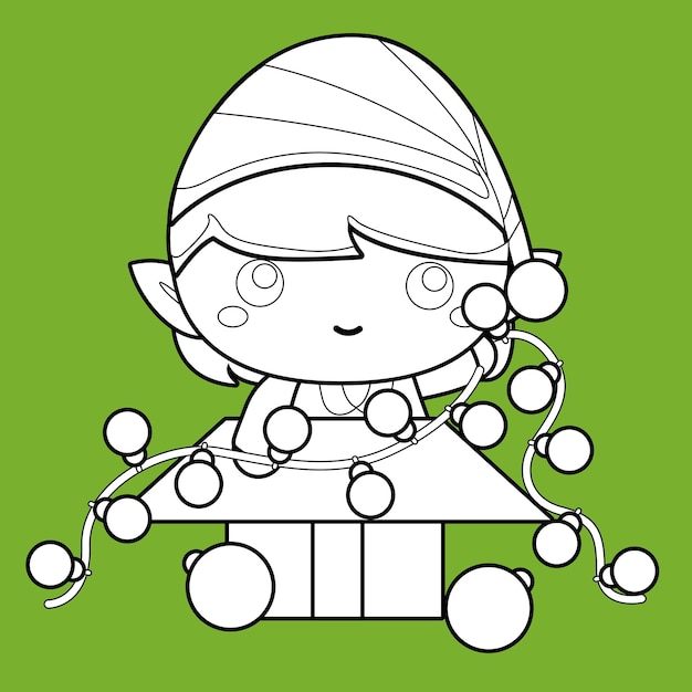 Leuke Fantasy Christmas Elf Digitale Stempel