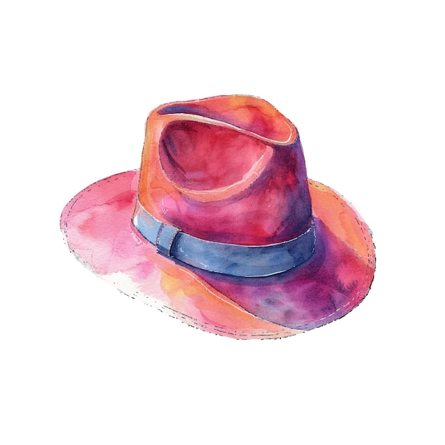 Leuke Fedora vector illustratie in waterverf stijl