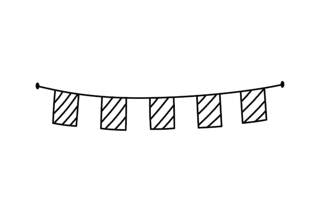 Leuke feestelijke bunting voor feest geïsoleerd op een witte achtergrond Hand getekende illustratie in doodle stijl