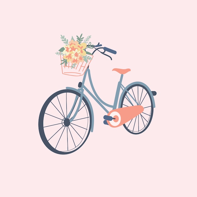 Leuke fiets met bloem in pastel kleur