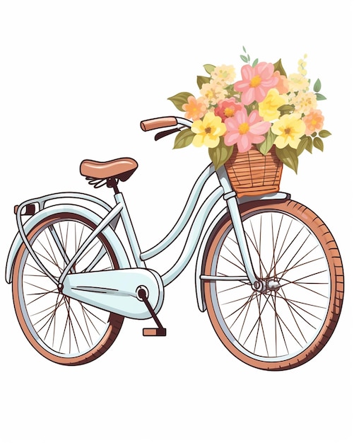 Vector leuke fiets met bloemen mand