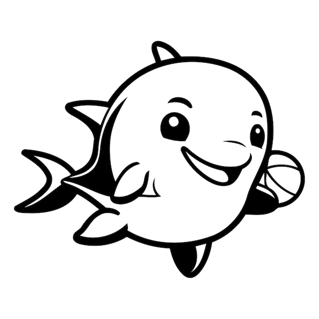 Leuke Fish Cartoon Mascot Karakter Vector Illustratie