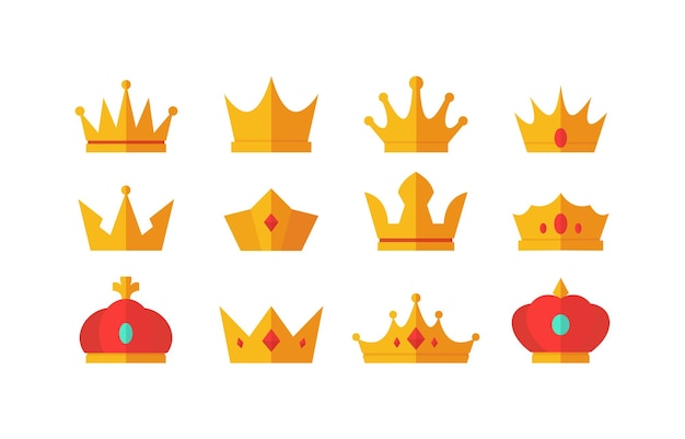 Leuke Flat Crown Icon Set