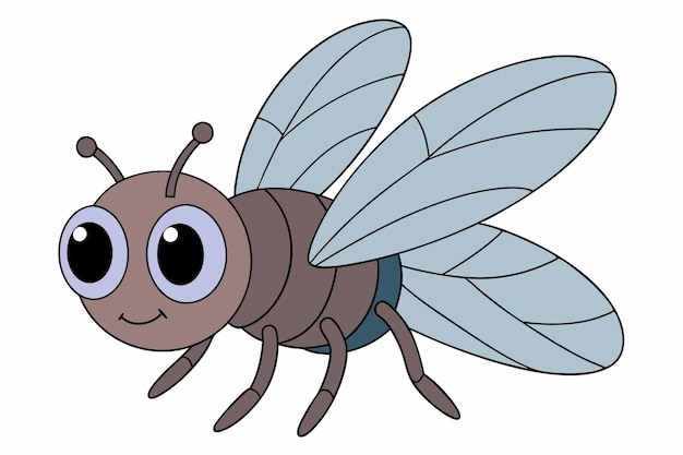 Leuke Fly Vector Illustratie Cartoon Line Art Clipart Ontwerp