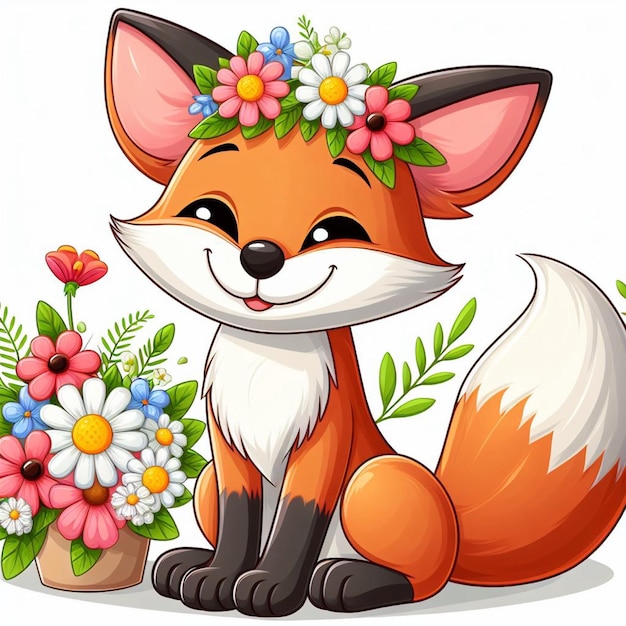 Leuke Fox Animal cartoon Vector Style witte achtergrond