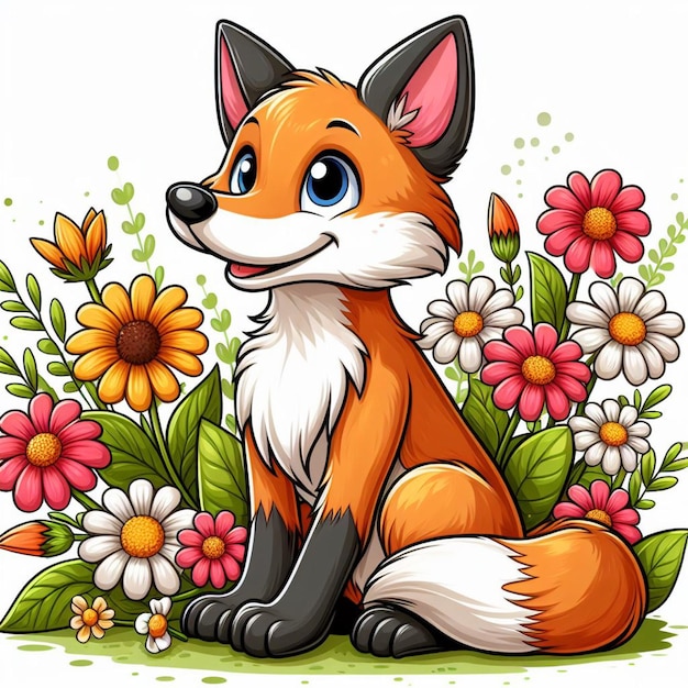 Leuke Fox Animal cartoon Vector Style witte achtergrond