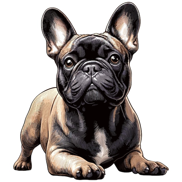 Leuke Franse Bulldog hond cartoon Vector Style witte achtergrond