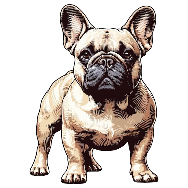 Leuke Franse Bulldog hond cartoon Vector Style witte achtergrond