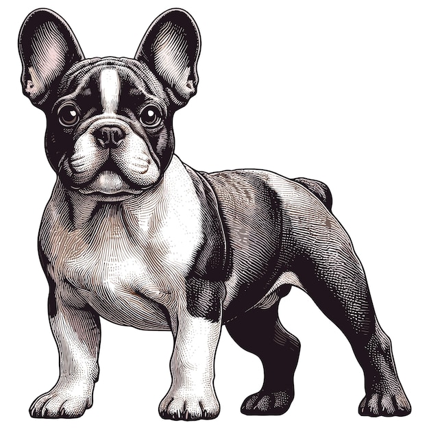 Leuke Franse Bulldog hond cartoon Vector Style witte achtergrond