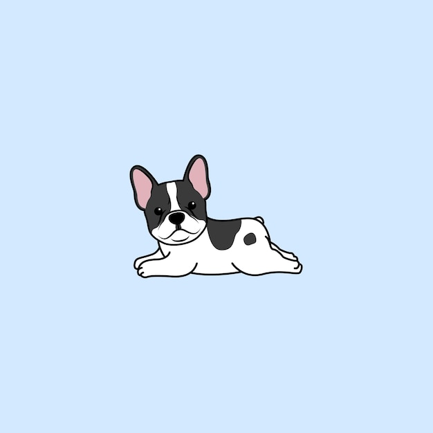 Leuke franse bulldog puppy liggend cartoon vectorillustratie