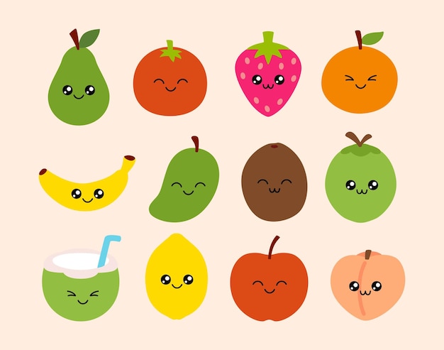 Leuke Fruit Illustratie Ontwerp Platte karakter