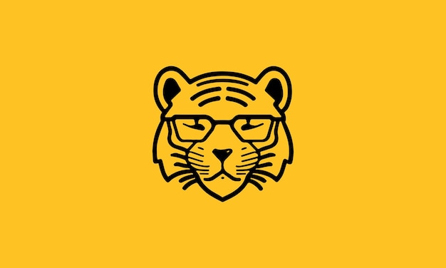 Leuke geeky tijger één regel eenvoudig minimalistisch logo ontwerpsjabloon