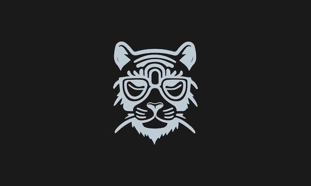 Leuke geeky tijger één regel eenvoudig minimalistisch logo ontwerpsjabloon
