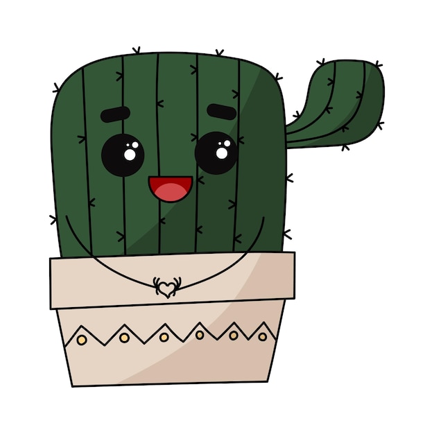 Leuke gelukkig lachende cactus Vector platte cartoon