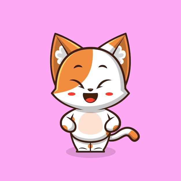 Leuke gelukkige kat cartoon vector pictogram illustratie dierlijke natuur pictogram concept Leuke gelukkige kat Logo