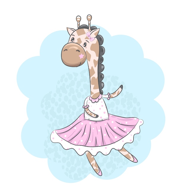 Leuke getrokken het beeldverhaalhand van de girafballerina