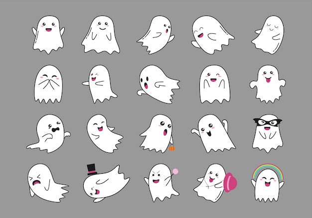 Leuke Ghost Halloween illustratie set