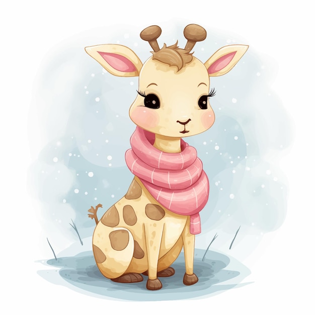 Leuke giraf in een roze sjaal.